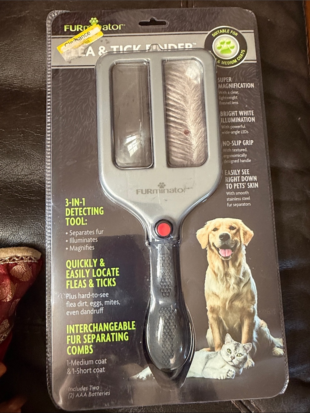 FURminator Flea & Tick Finder Grooming Tool - Black/Silver